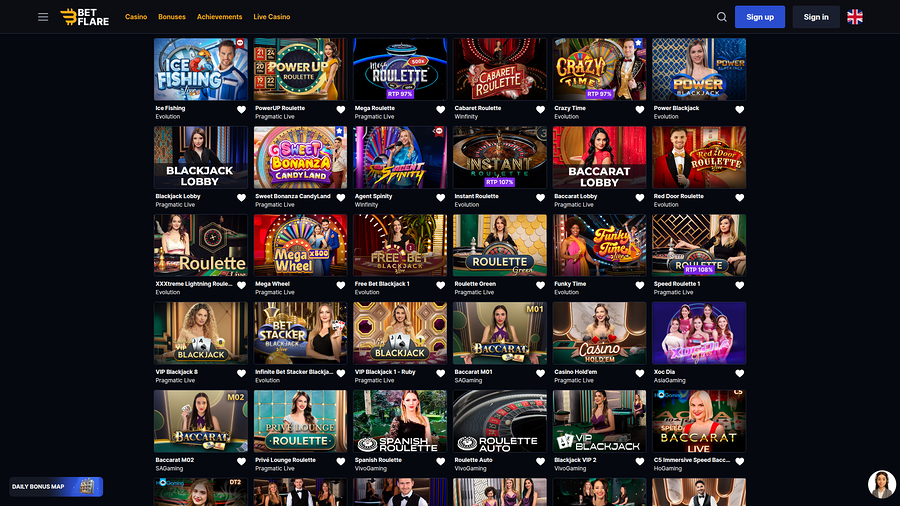 Crupier en vivo de escritorio de Betflare Casino