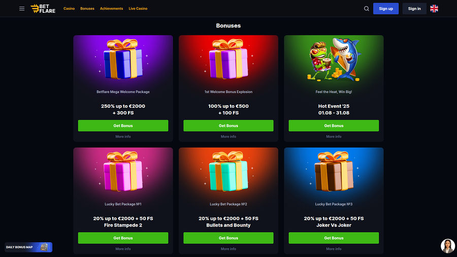 Promociones de escritorio de Betflare Casino