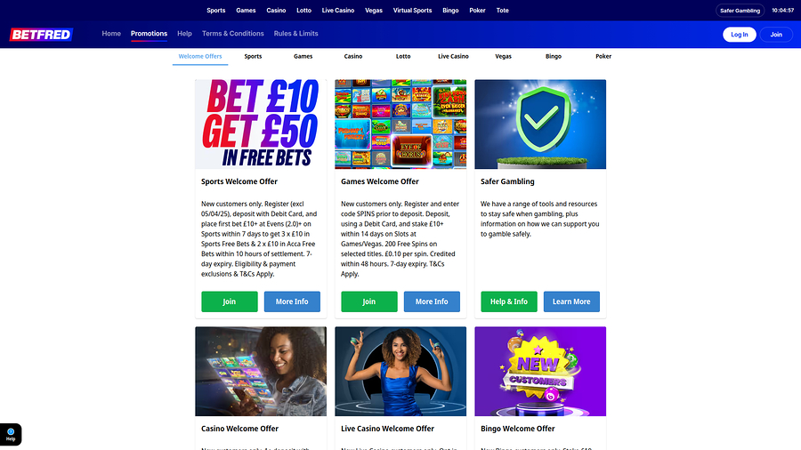 Betfred Casino Desktop Promotions