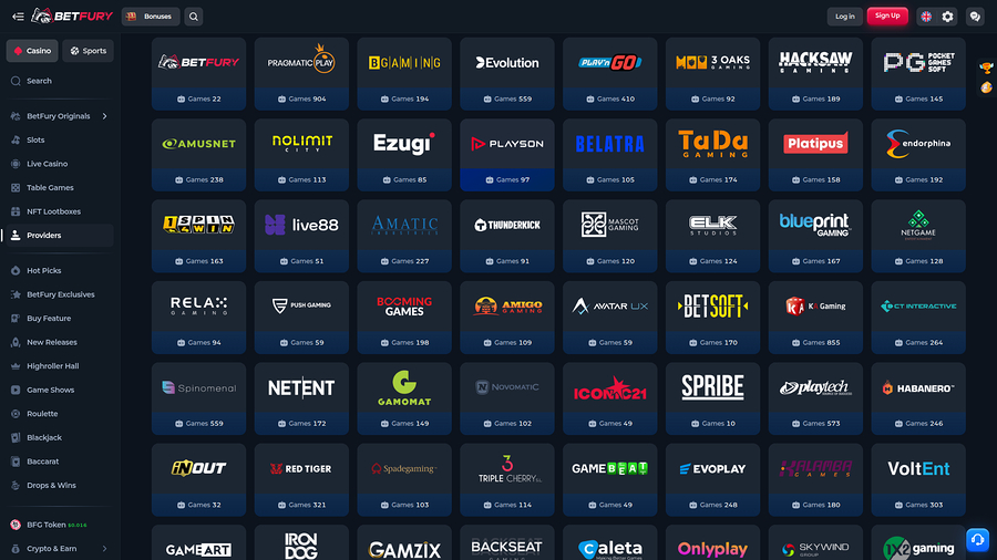 Desarrolladores de juegos de escritorio de BetFury Casino