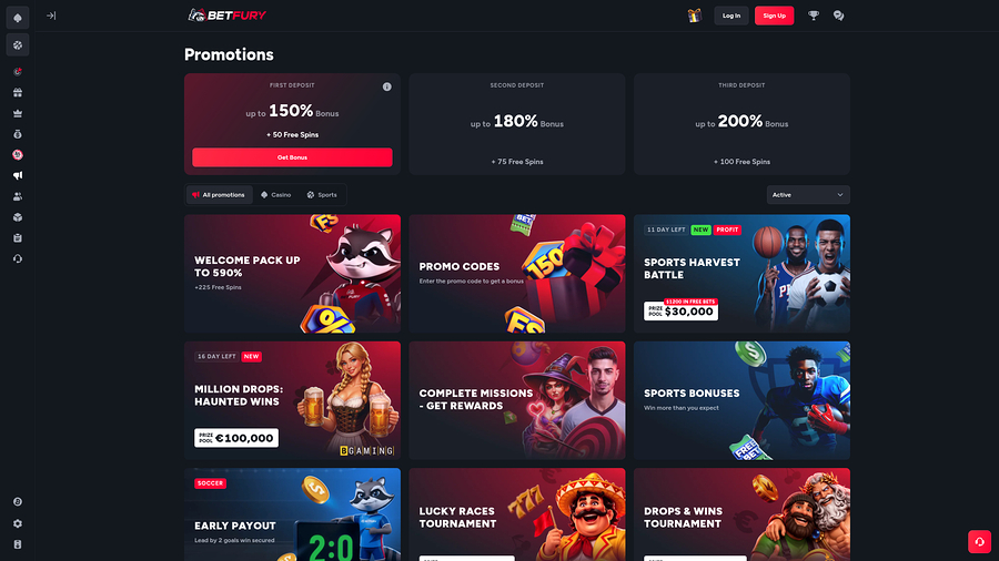 BetFury Casino Desktop Promotions