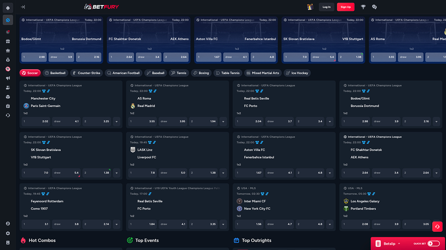 BetFury Casino Desktop Sports