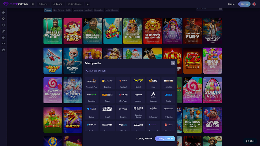 BetGem Casino Desktop Game Developers