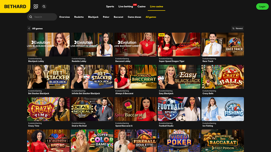 BetHard Casino Desktop Live Dealer