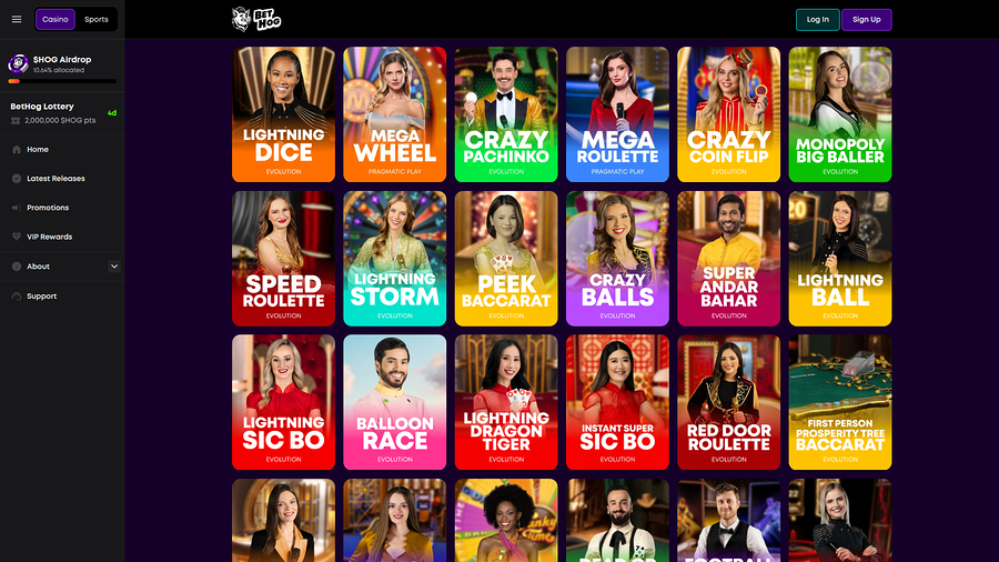 BetHog Casino Desktop Live Dealer