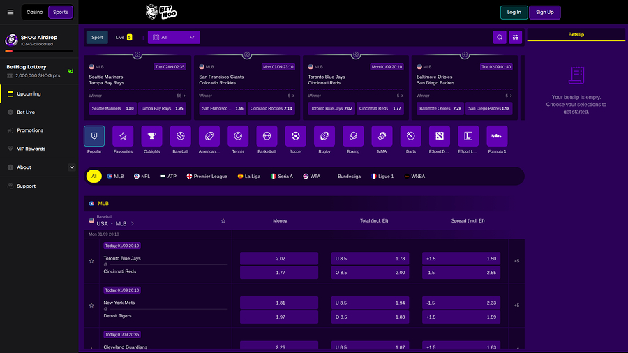 BetHog Casino Desktop Sports