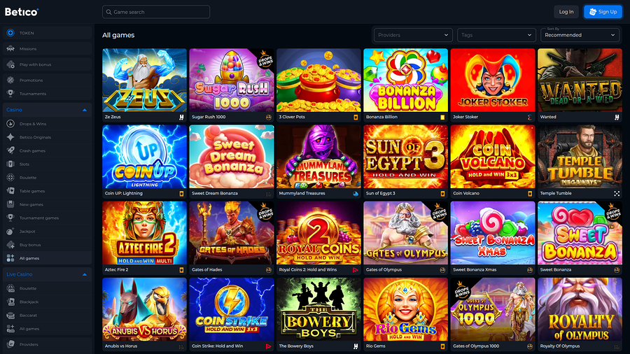 Betico Casino Desktop Games