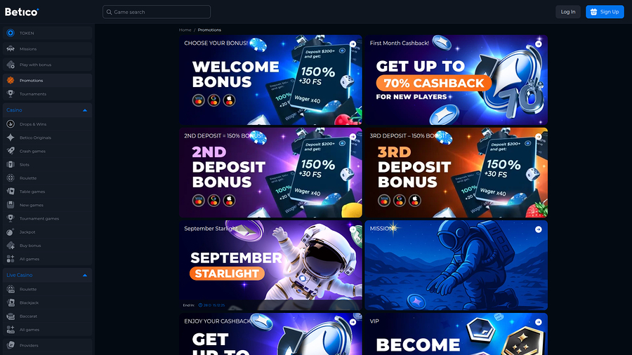 Betico Casino Desktop Promotions