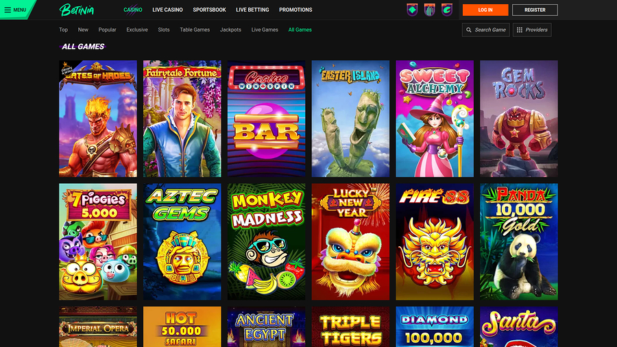 Betinia Casino skrivbordsspel
