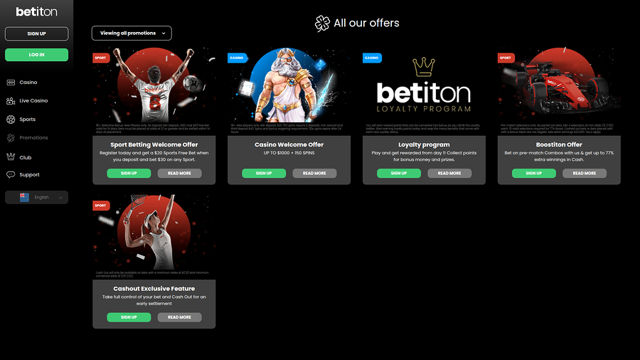 Betiton Casino Desktop Promotions