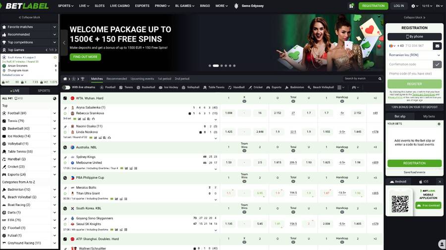 Homepage screenshot of Betlabel Casino