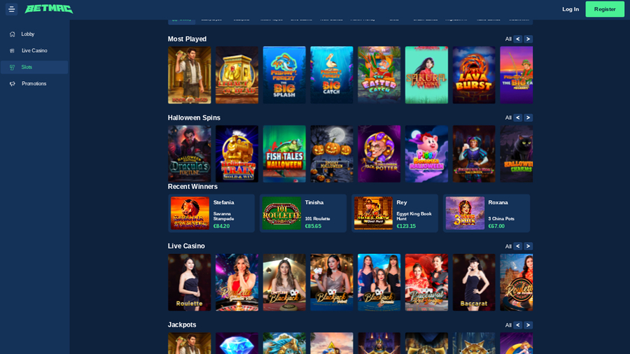 Betmac Casino Games Desktop