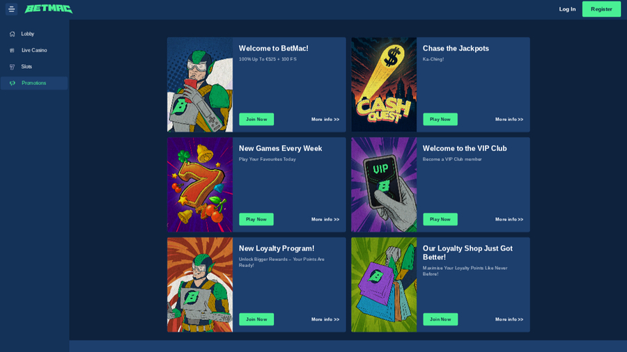Betmac Casino Promotions Desktop