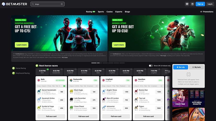 BetMaster Casino Desktop Homepage