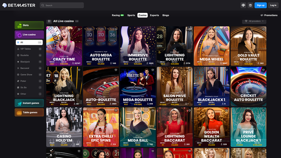 BetMaster Casino Desktop Live Dealer