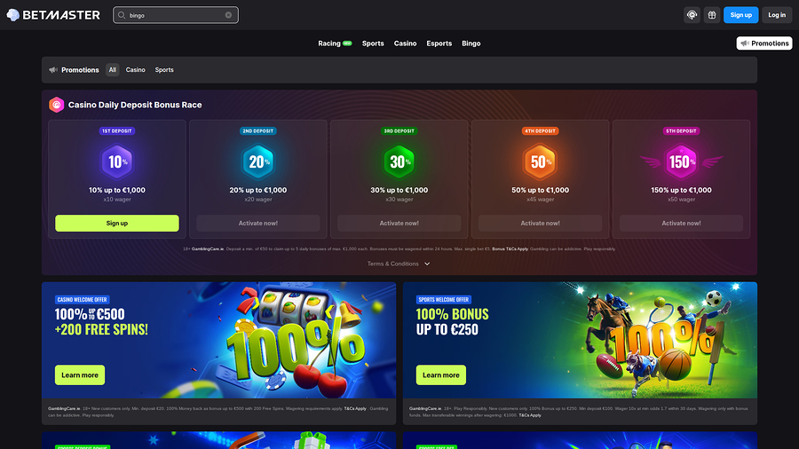 BetMaster Casino Desktop Promotions