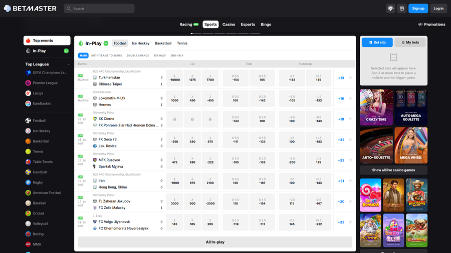 BetMaster Casino Desktop Sports