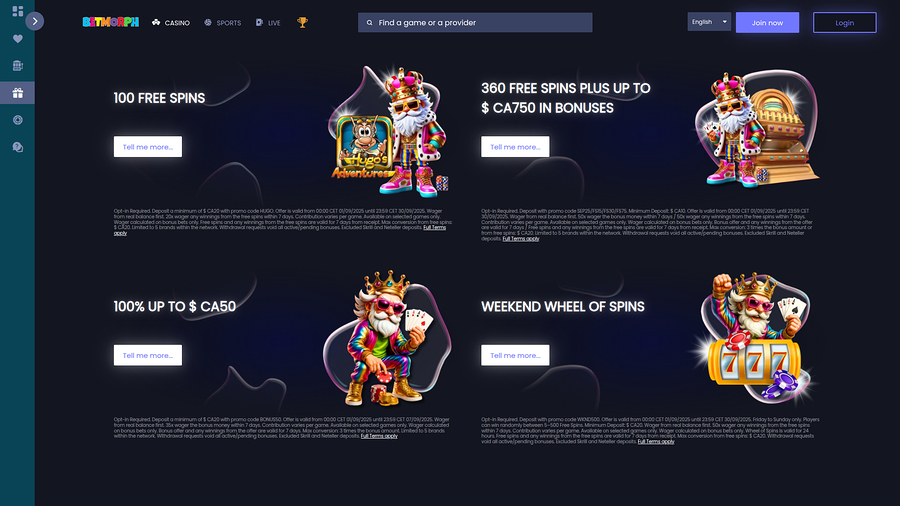 Betmorph Desktop Promotions