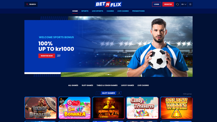 Página principal de escritorio de BetNFlix