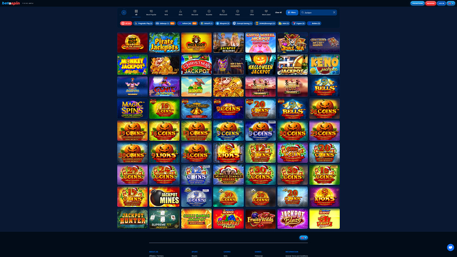 BetOspin Casino Desktop Jackpot