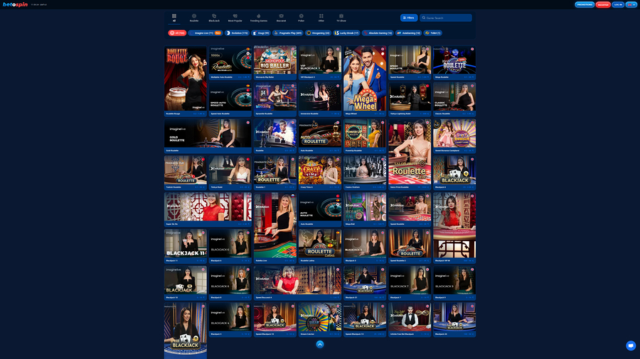 BetOspin Casino Desktop Live Dealer