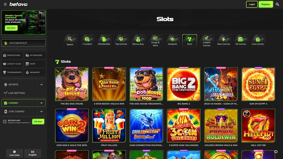 Juegos de escritorio del casino Betovo