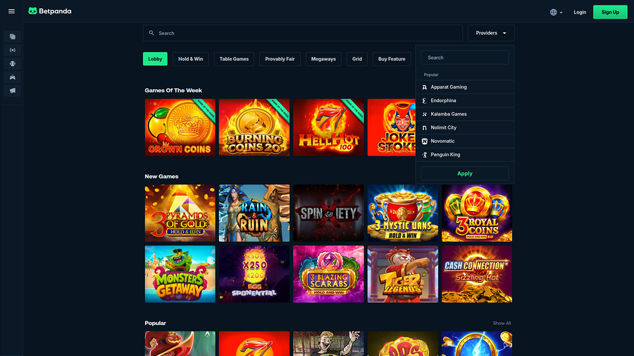 Desarrolladores de juegos de escritorio de BetPanda Casino