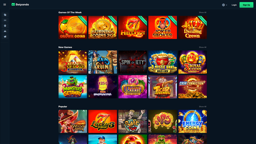 Juegos de escritorio de BetPanda Casino