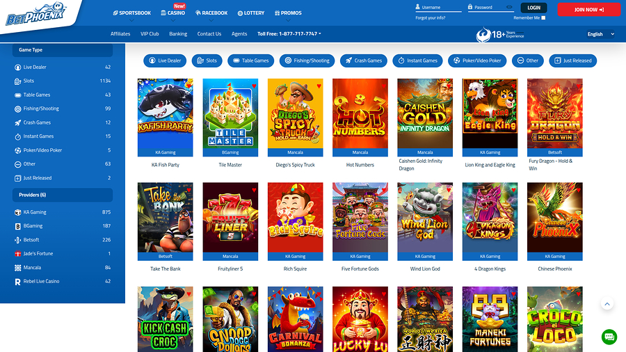 BetPhoenix Casino Desktop Games