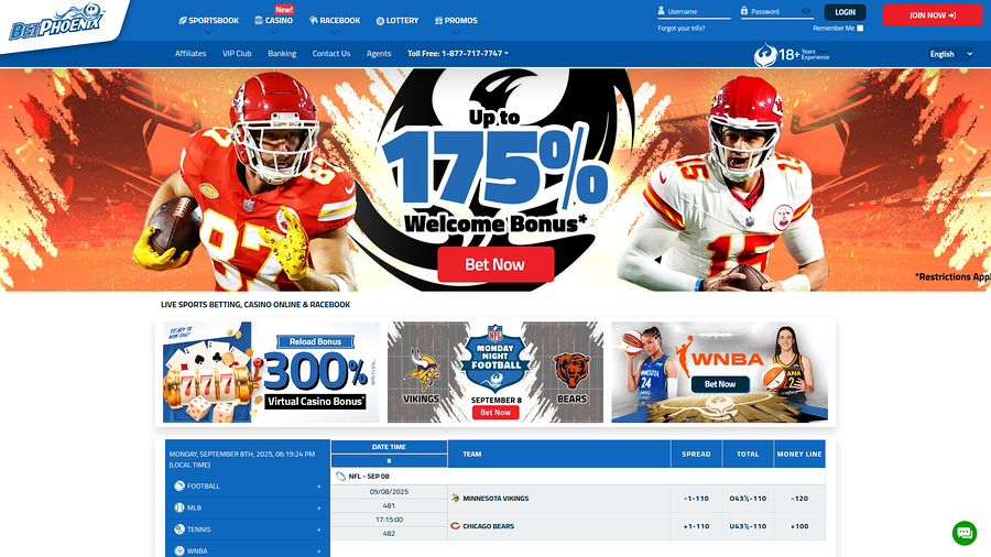 BetPhoenix Casino Desktop Homepage