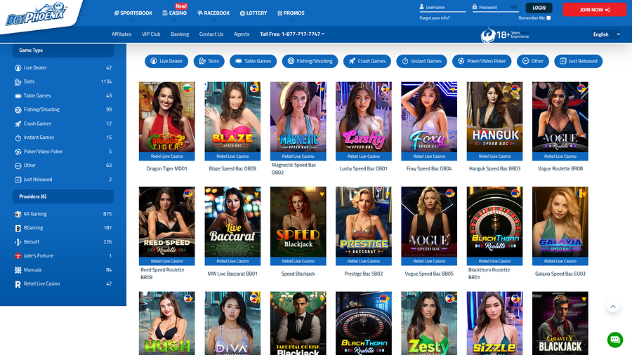 BetPhoenix Casino Desktop Live Dealer