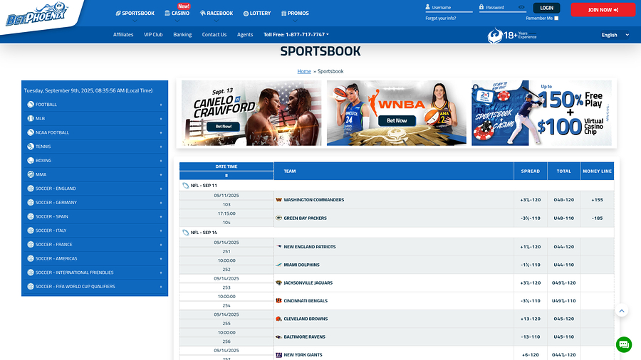 BetPhoenix Casino Desktop Sports