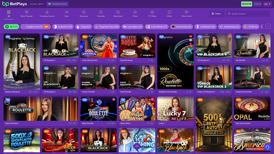 BetPlays Casino Desktop Live Dealer
