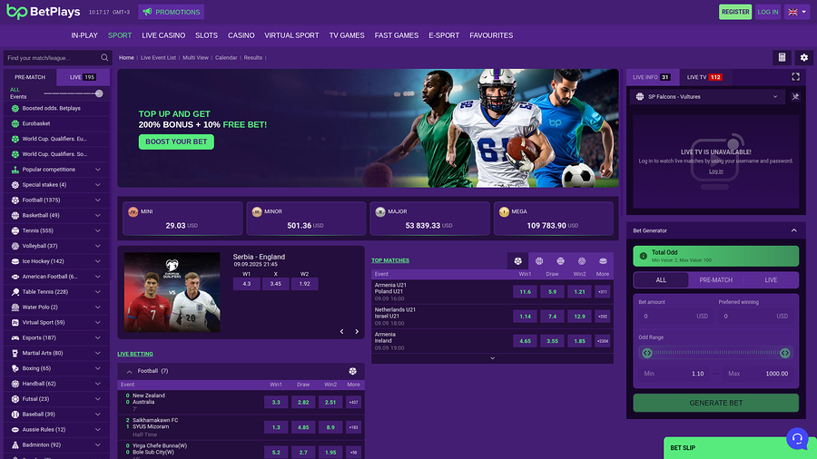 BetPlays Casino Desktop Sports