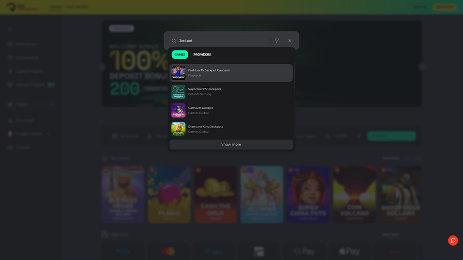 BetPRIMEIRO Casino Desktop Jackpot