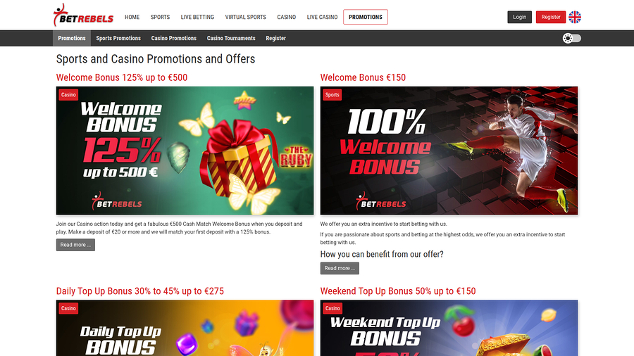 BetRebels Casino Desktop Promotions