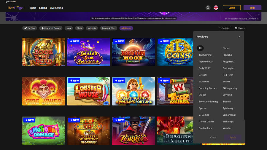 BetRegal Casino Desktop Game Developers