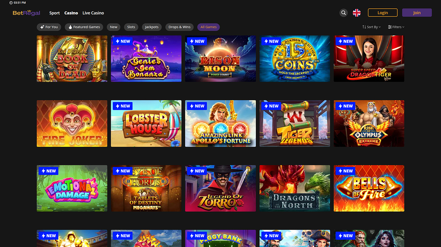 BetRegal Casino Desktop Games