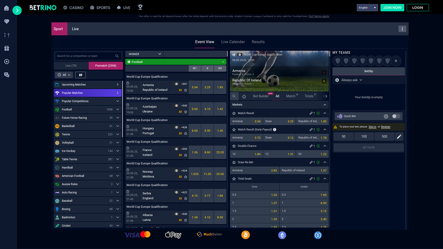 Betrino Casino Desktop Sports