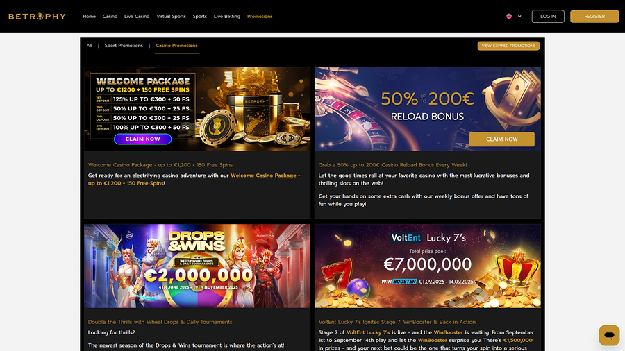 Betrophy Casino Desktop Promotions