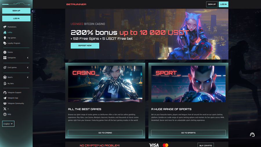 BetRunner Casino Desktop Homepage