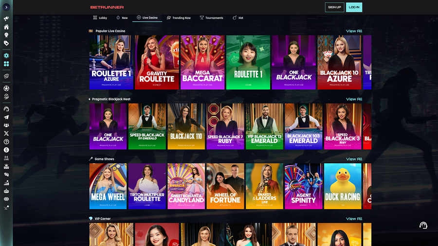 BetRunner Casino Desktop Live Dealer
