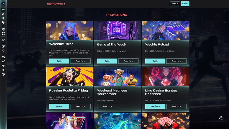 BetRunner Casino Desktop Promotions