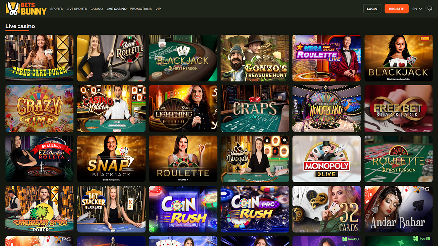 Bets Bunny Casino Desktop Live Dealer