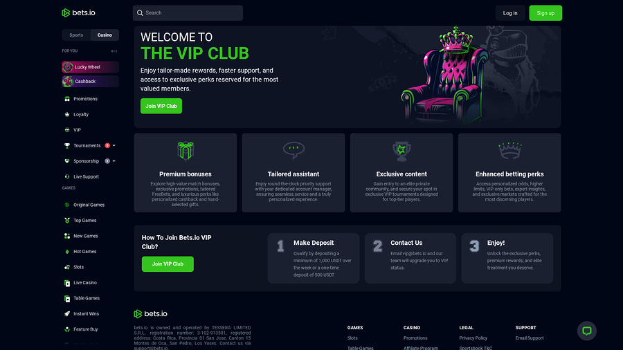 Bets.io Casino Desktop VIP Program