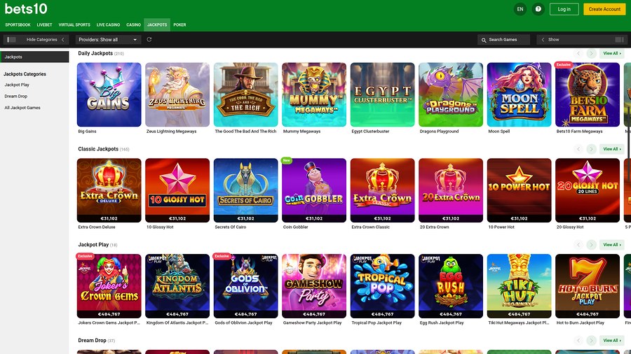 Bets10 Desktop Jackpot