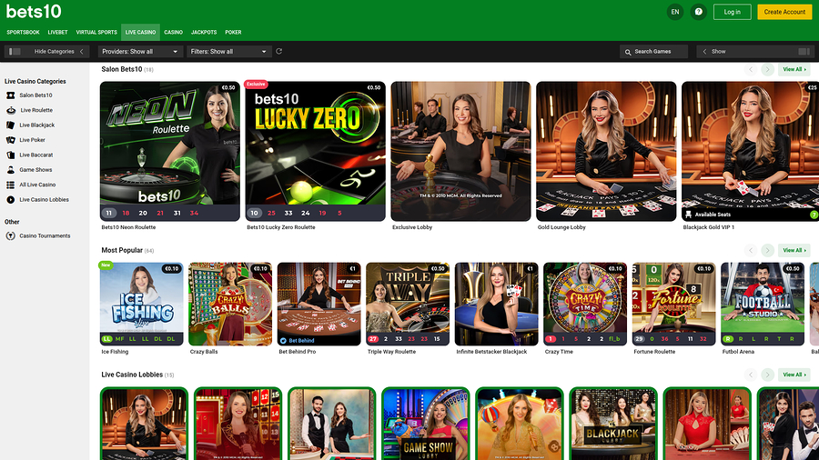 Bets10 Desktop Live Dealer