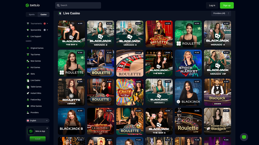 Bets.io Casino Desktop Live Dealer