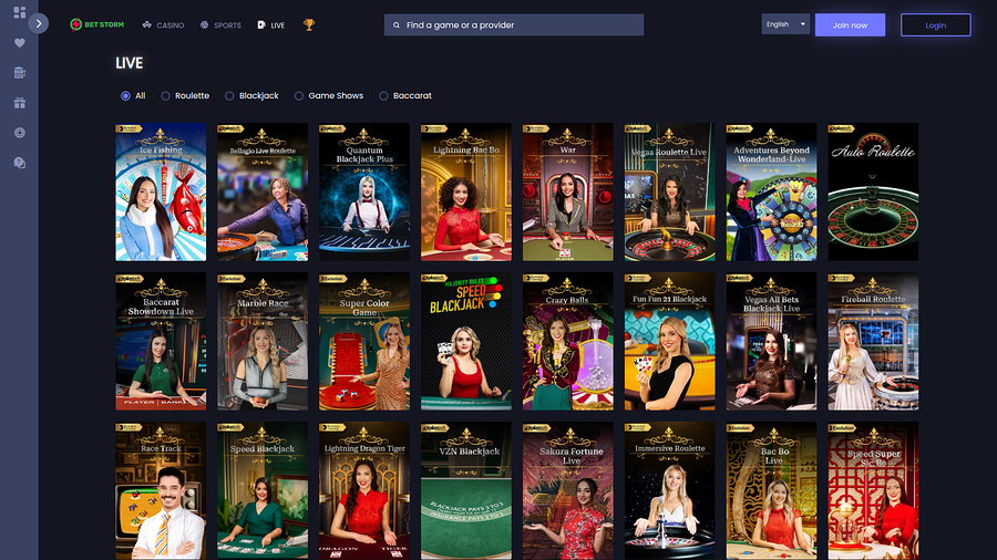 BetStorm Casino Desktop Live Dealer