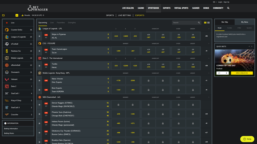 BetSwagger Casino Desktop Sports